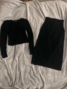 Express Black Ribbed Midi Sweater Set